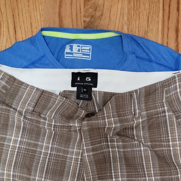New Balance Bright Blue Performance Tee & i5 Premium Plaid Cargo Shorts XL 40 - Picture 2 of 6